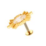 Labret Topo Estrela Lunar 10 Pontas Em Pvd Gold Com Pedra Cz Navete