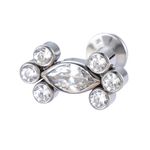 Labret 01 Pedra Cz Navete Central Com 6 Pedras Zircônia Redondas