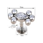 Labret 01 Pedra Cz Navete Central Com 6 Pedras Zircônia Redondas