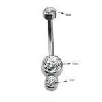 Piercing De Umbigo Com 03 Pedra Cz Redonda