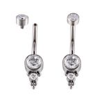 Piercing De Umbigo Com 3 Pedras Cz