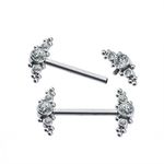 Piercing Mamilo Decorado C/ 03 Pedras Cz e Esferas Tribais