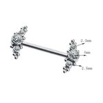 Piercing Mamilo Decorado C/ 03 Pedras Cz e Esferas Tribais