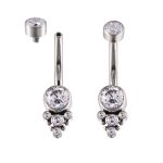 Piercing Umbigo Com 6 Pedras Zirconia Cravadas