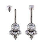 Piercing Umbigo 4 Pedras Cz Lapidadas C/ Esferas Tribais