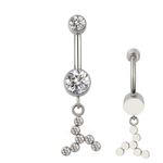  PIERCING UMBIGO EM TITANIO COM PEDRA E PINGENTE EM SWAROVSKI