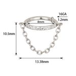 Argola Segmentada Com Pedraria CZ Com Correntinha Titânio