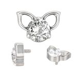  Cabeca De Gatinho cravejada Em Titanio Com Pedra Cz