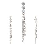 Labret Chuva De Correntes Com 3 Pedras Cz Redondas