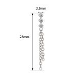 Labret Chuva De Correntes Com 3 Pedras Cz Redondas