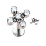 Labret Clusters Com 5 Pedras Cz Lapidadas Adrornadas Com Esferas Polidas