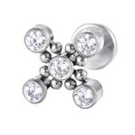 Labret Clusters Com 5 Pedras Cz Lapidadas Adrornadas Com Esferas Polidas