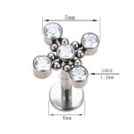 Labret Clusters Com 5 Pedras Cz Lapidadas Adrornadas Com Esferas Polidas