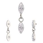 Labret Com 02 Pedra zircônias, Formato Marquise Articulado