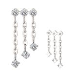 Labret Com Pedras CZ Trapézio Com 3 Correntinhas Irregulares