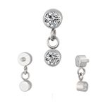 Topo Labret 02 Pedras Cz Entrelacadas e Cravadas Em Titanio