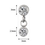 Topo Labret 02 Pedras Cz Entrelacadas e Cravadas Em Titanio