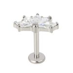 Topo Labret 5 Pedras Cz Meia Mandala Com Garra Em Titanio