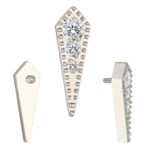  Labret 3 Pedras CZ Cravadas em peca Geometrica Titanio Polido