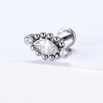  Labret Com Navete Cz Central Mais 02 Pedras Adornamdo e 10 Esferas