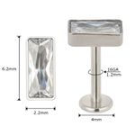 Topo Labret Com Pedra Zirconia Retangular Lapidada, Rosca Interna