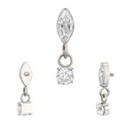 Labret, com 02 Pedras CZ Arredondas Tipo Mickey Mouse Pedras CZ (1 de 5mm e 1 de 2.5mm) Garantia Vitalicia no Metal Em Pvd Gold e Titanio, Articulado Com 02 Pedras Zircônia , 01 Navete,01 Arredondada