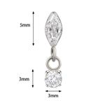 Labret, com 02 Pedras CZ Arredondas Tipo Mickey Mouse Pedras CZ (1 de 5mm e 1 de 2.5mm) Garantia Vitalicia no Metal Em Pvd Gold e Titanio, Articulado Com 02 Pedras Zircônia , 01 Navete,01 Arredondada