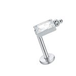 Labret, Pedra Cz Retangular Cravada C/ 03 Bolinhas Adornando