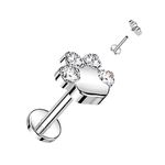 Labret Formato Patinha Com 04 Pedras Cz