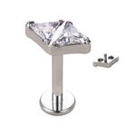 Labret Formato Triangulo Duplo, Pedra Zirconia