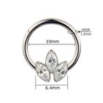 Argola Segmentada Com 03 Pedras Zirconia Modelo Navete