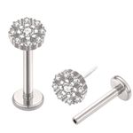 Labret Titanio Redondo Detalhado Com 9 Pedras Cz