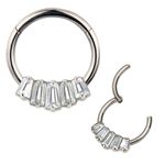 Argola Em Titanio Com 5 Pedras Cz Retangulares