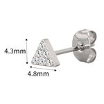 Brinco Triangular Em Titânio Cravejado Com 06 Zircônias ( Par)