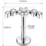 Piercing Cluster 4 pedras Flor central com Pedrarias em Zircônia