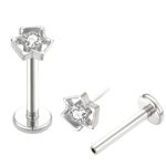 Labret, Pedra CZ Central Cravada em Lados Geometricos