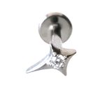 Labret - 04 Pontas Lone Estrela com CZ central Pedra Cravada e Lapidada