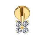 Piercing Labret com 4 Zircônias Cúbica (Mini Trevo) 4mm 