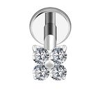 Piercing Labret com 4 Zircônias Cúbica (Mini Trevo) 4mm 