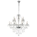 Pendente Anjou Cromado / Transparente 12xe14 Vela Max 40w