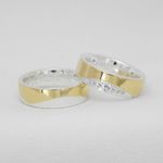 Aliança de noivado e Casamento em Ouro com base em Prata - Combo