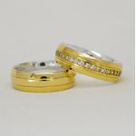 Aliança de Noivado e de Casamento em Ouro 18k e Prata 995 Fenix06 - Combo