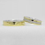 Par de Alianças para Casamento em Ouro com base em Prata Pedras na Aliança Feminina