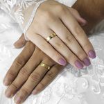 Aliança de Casamento em Ouro 4mm base em prata - Mari - Combo 