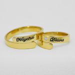 Aliança Noivado e Casamento em Ouro Maciço Personalizada com Nome - Par