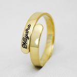 Aliança Noivado e Casamento em Ouro Maciço Personalizada com Nome - Par