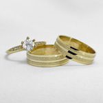Aliança de Casamento em Ouro Maciço 5mm Reta Diamantada Amore - Combo