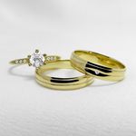 Aliança de Casamento em Ouro Maciço Abaulada Evelyn - Combo
