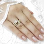 Aliança de Namoro em Prata com acabamento Banhado a Ouro Diamantado ALM1505-1 - Combo