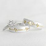 Aliança de Namoro em Prata com acabamento Banhado a Ouro Diamantado ALM1505-1 - Combo